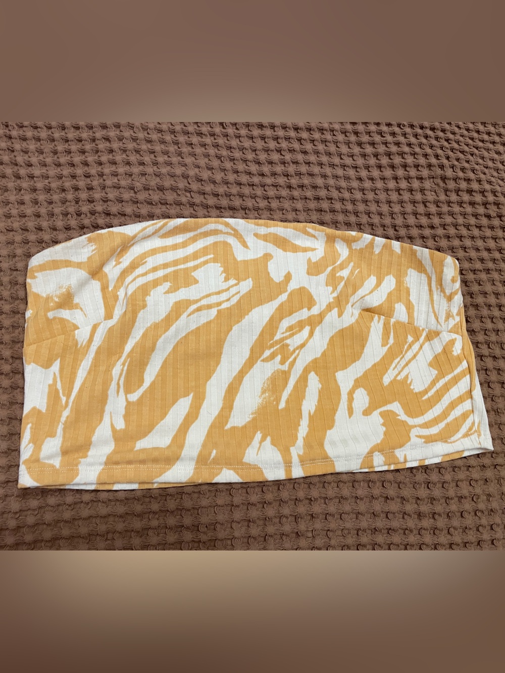 H&M Yellow and White Zebra-Print Tube Top